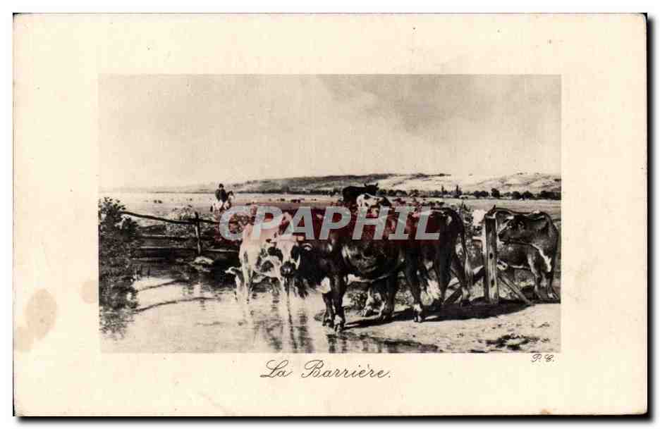 CPA Fantaisie La barriere Vaches