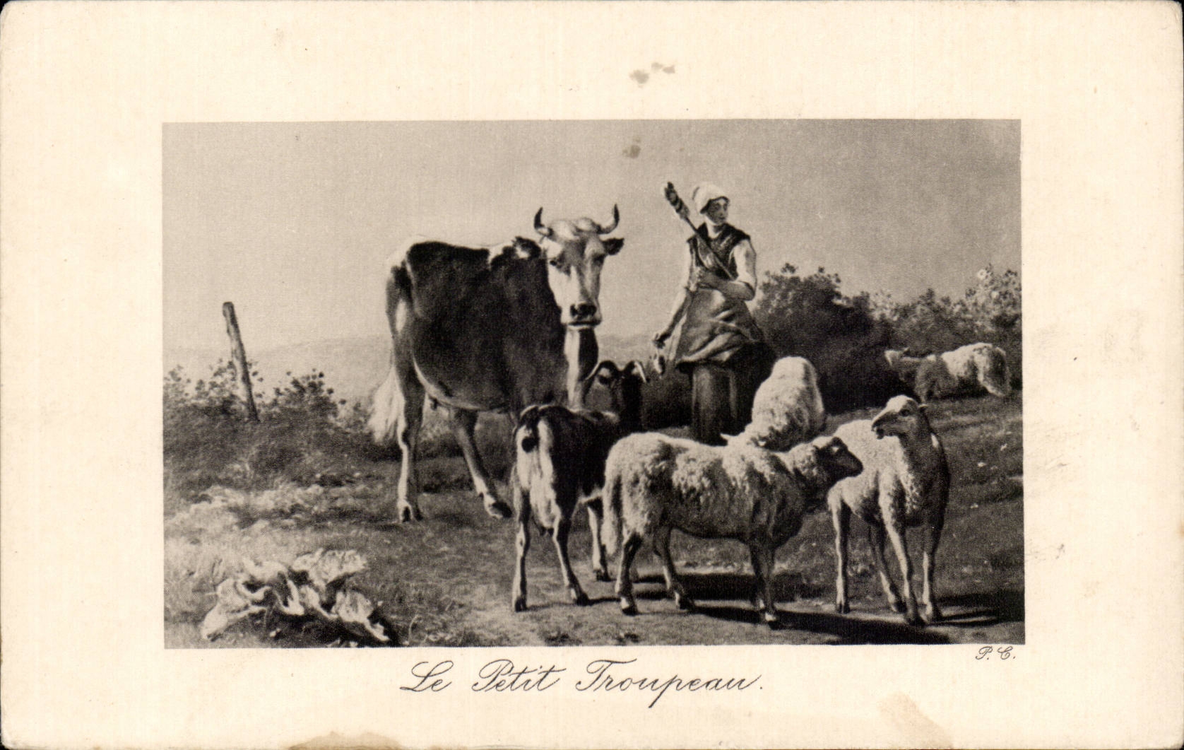CPA Fantaisie Le petit troupeau Vaches