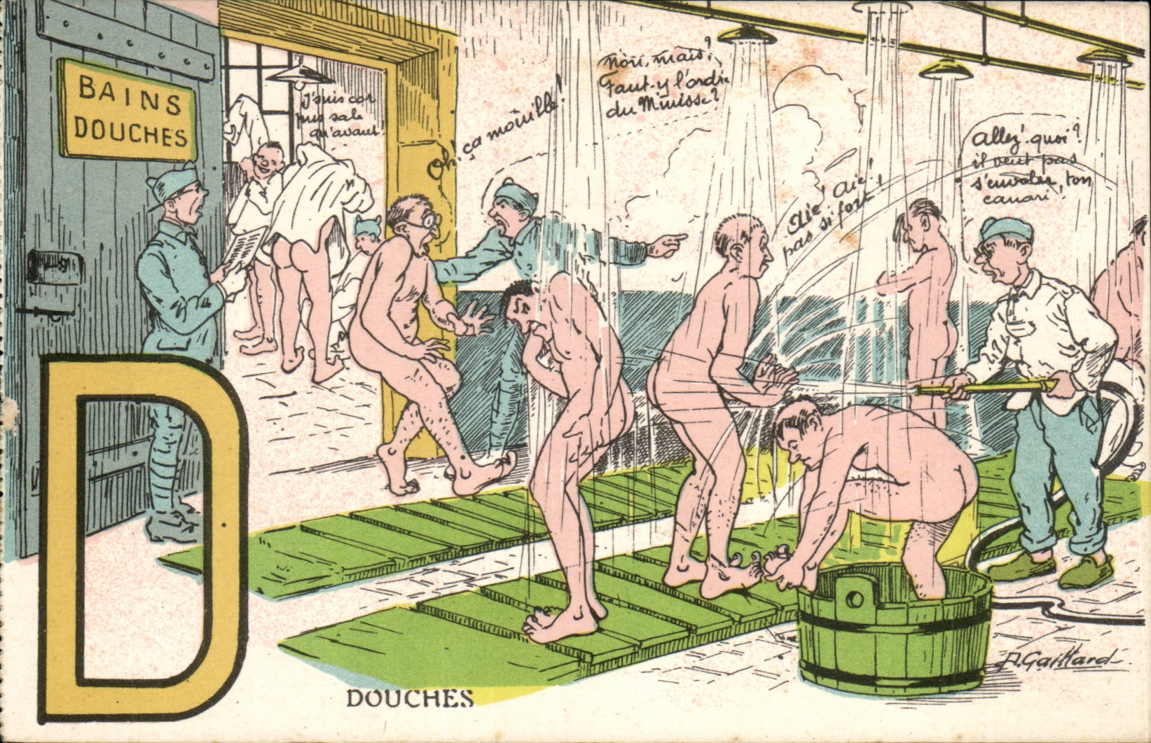 Bains Douches — scène de bains publics — F. Garillard, série D. D. 9019