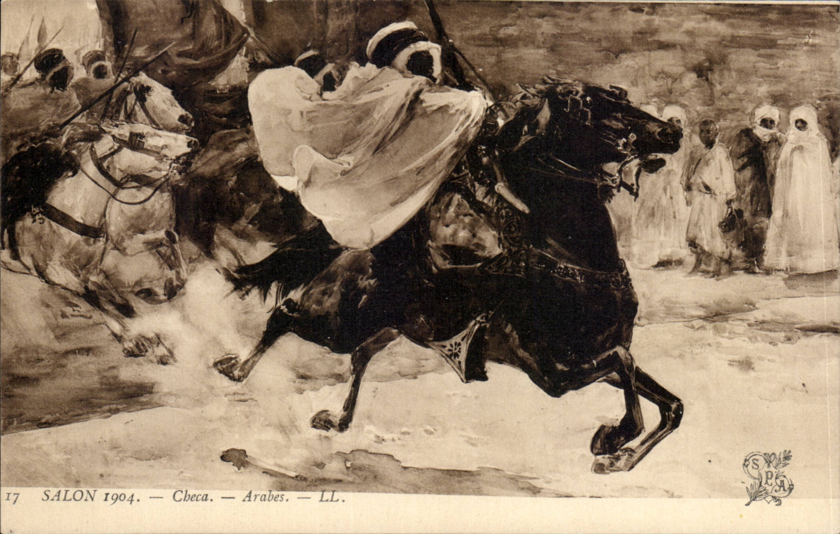 CPA Fantaisie Salon 1904 Checa Arabes Cheval Horse