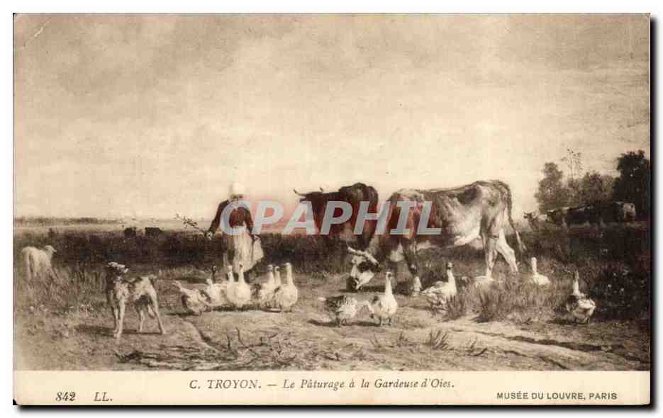 CPA Fantaisie Troyon Le paturage a la gardeuse d'oies Vaches