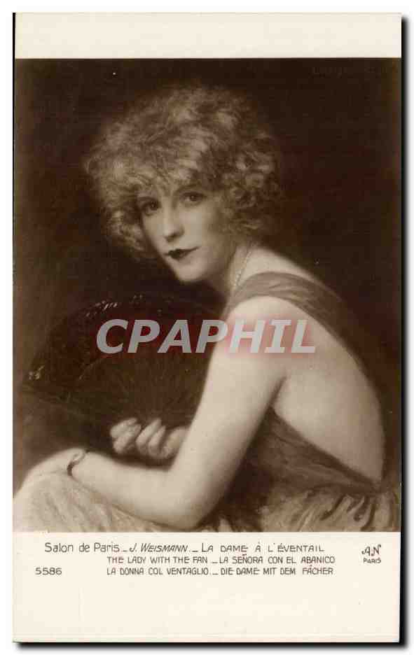 CPA Fantaisie Salon de Paris Weismann La dame a l'eventail
