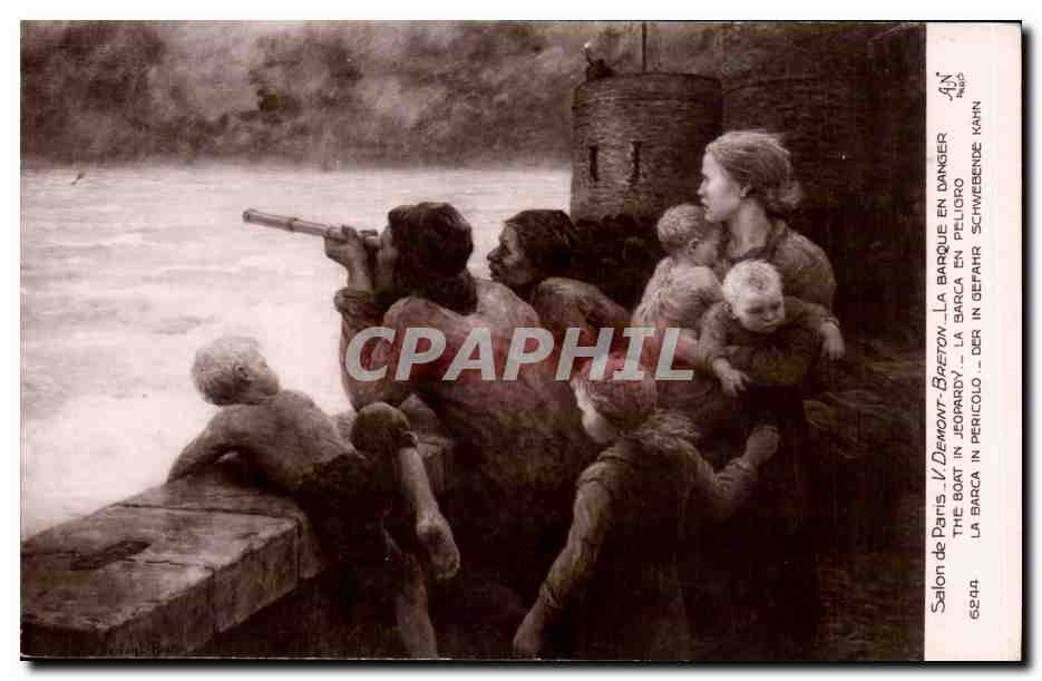 CPA Fantaisie Salon de Paris V Demont Breton La barque en danger