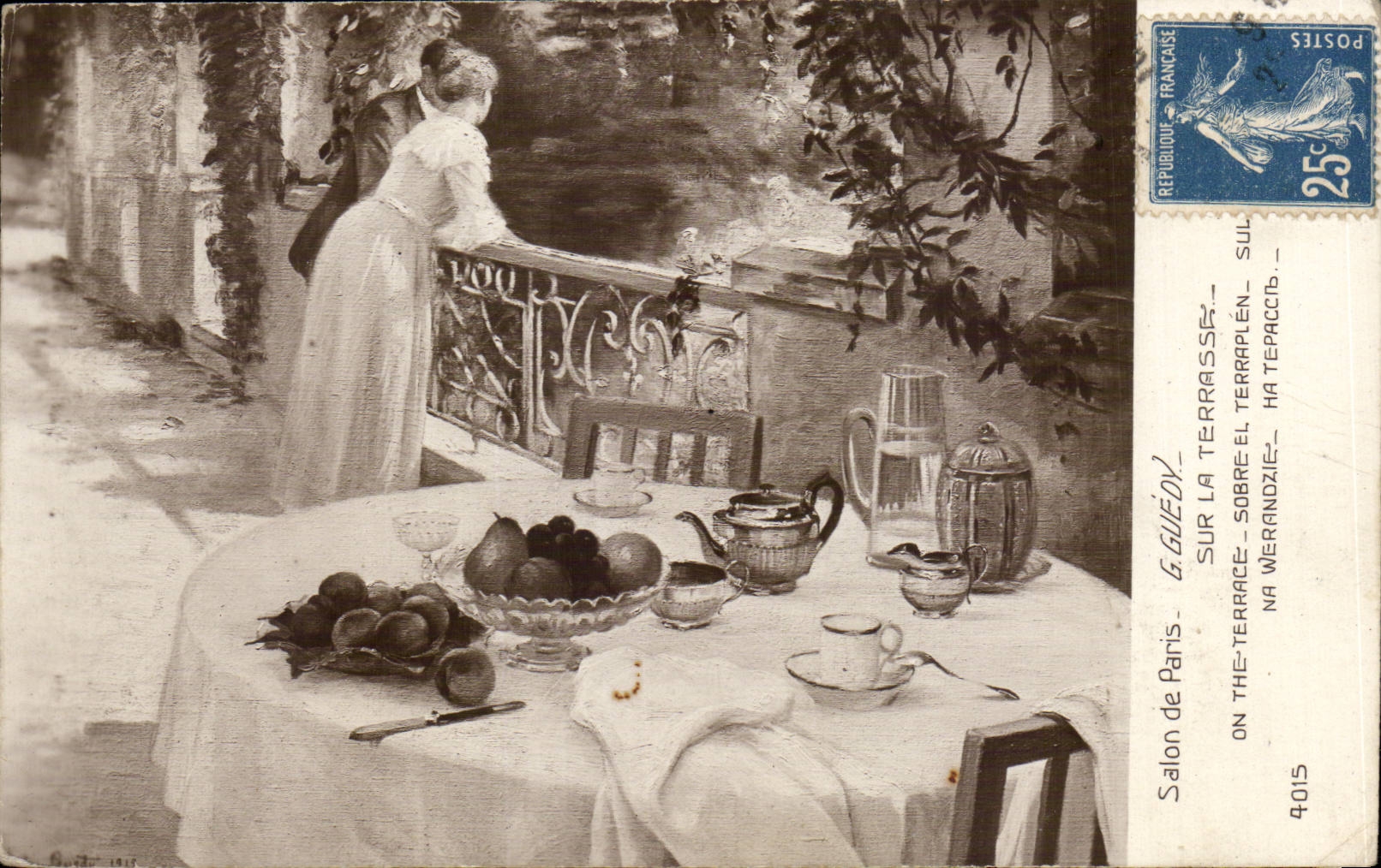 CPA Fantaisie Salon de Paris Guedy Sur la terrasse