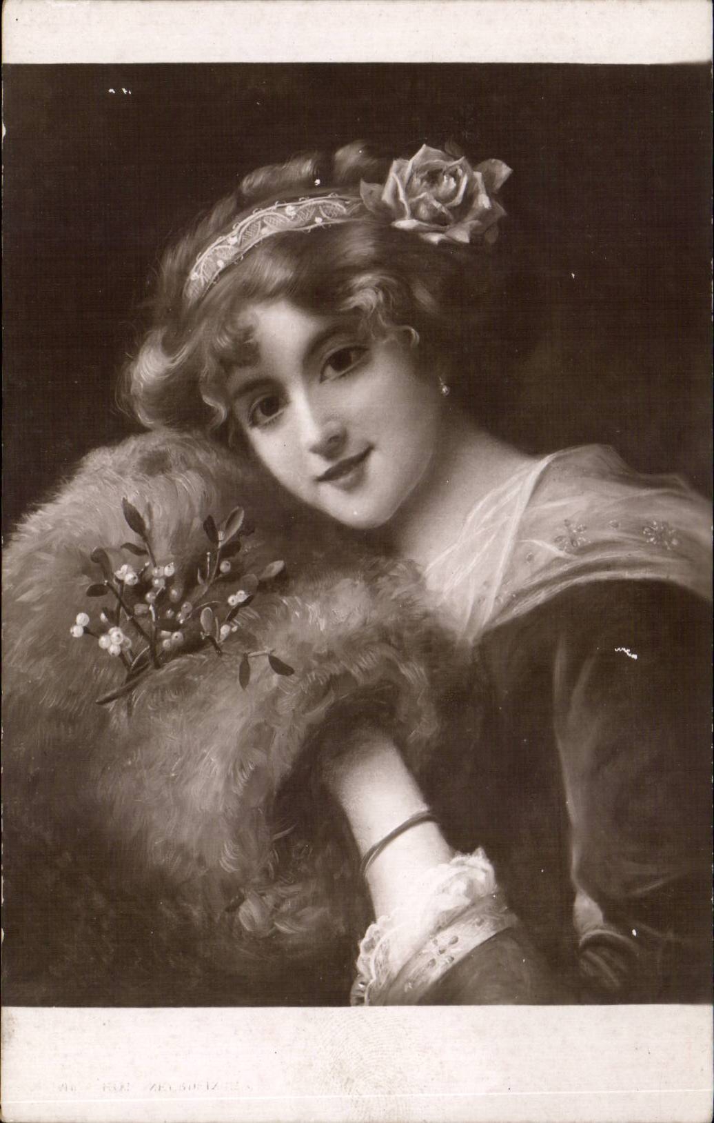 CPA Fantaisie Salons de Paris Auguste Bellet Frileuse