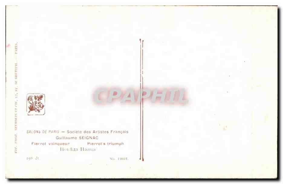 CPA Fantaisie Salon de Paris Guillaume Seignac Pierrot vainqueur — Verso