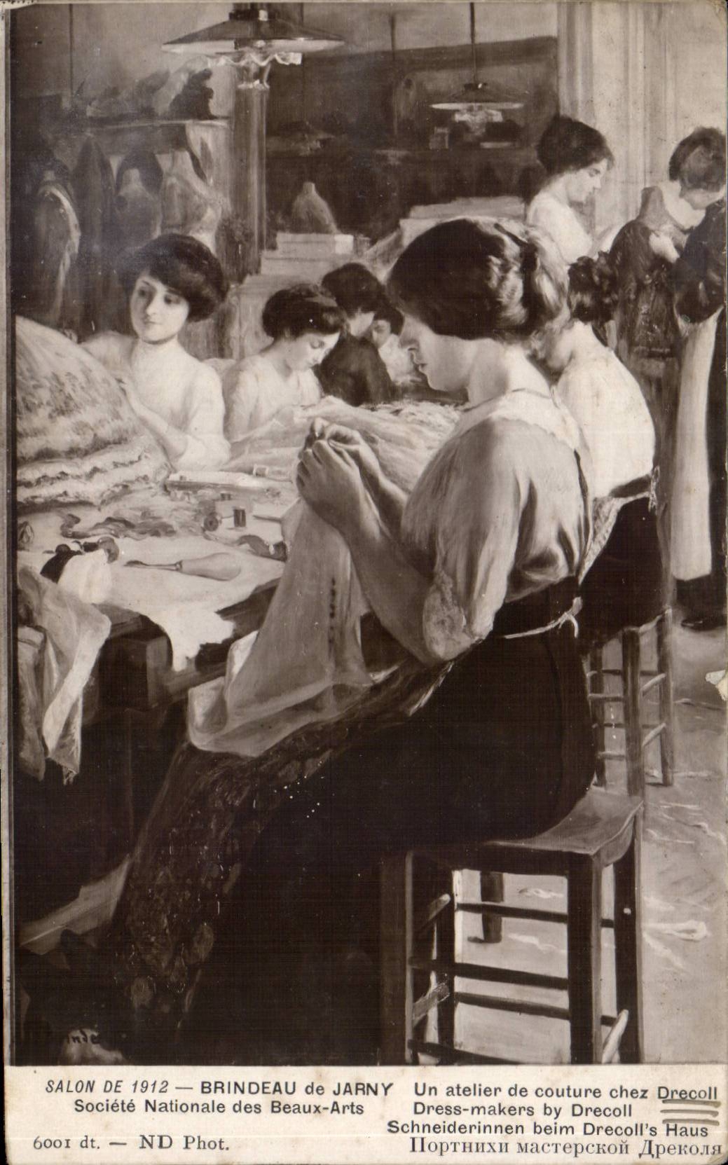 CPA Fantaisie Salon de 1912 Brindeau de Jarny Un atelier de couture chez Drecoll