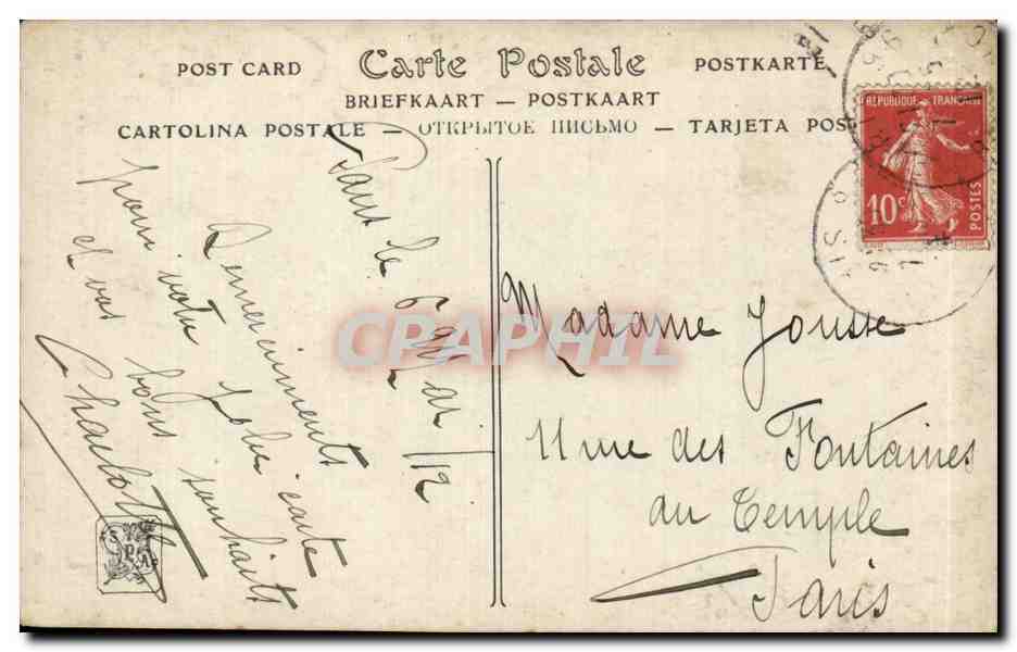 CPA Fantaisie Salon de 1912 Brindeau de Jarny Un atelier de couture chez Drecoll — Verso