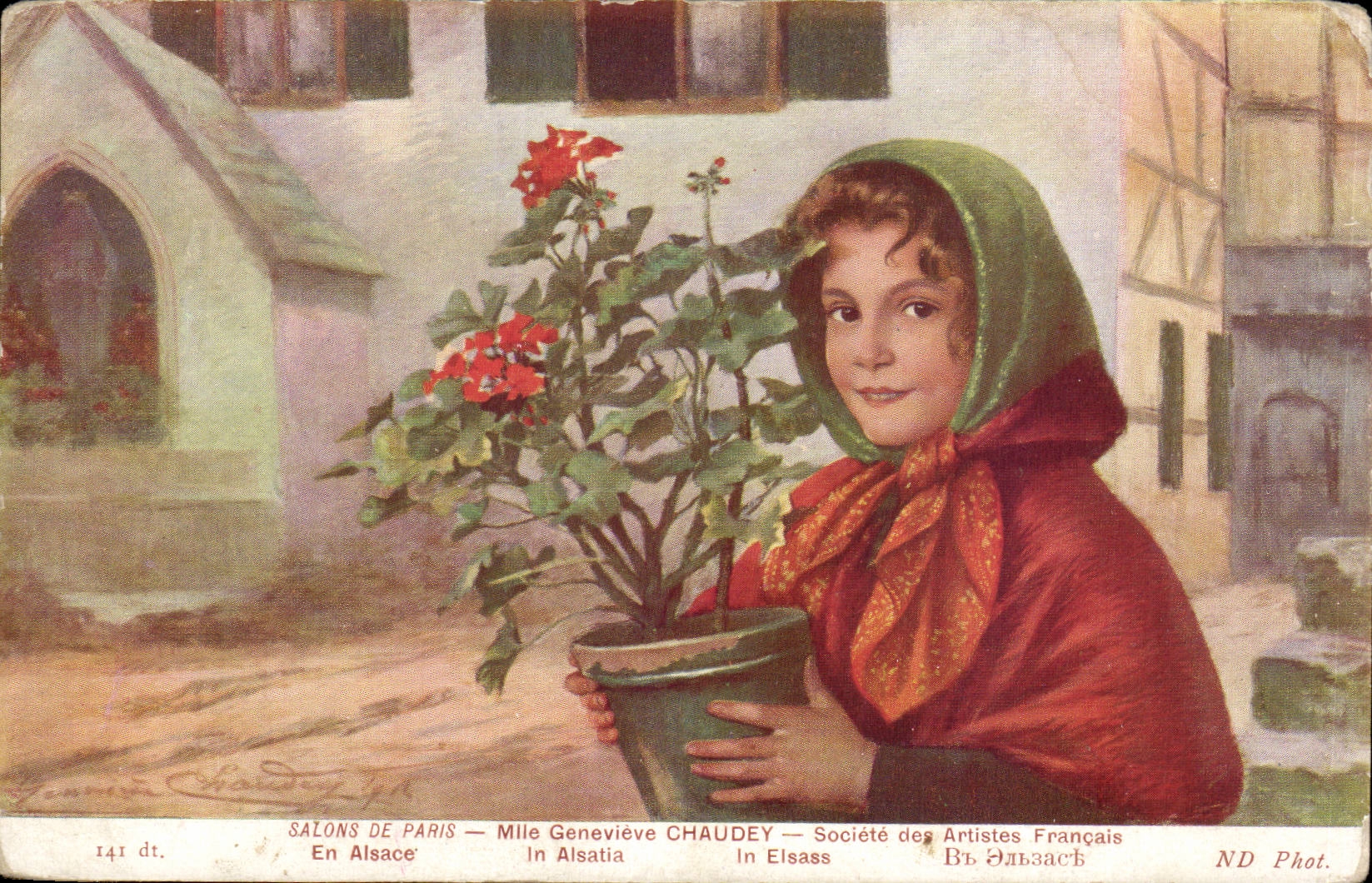 CPA Fantaisie Salons de Paris Mlle Genevieve Chaudey En Alsace