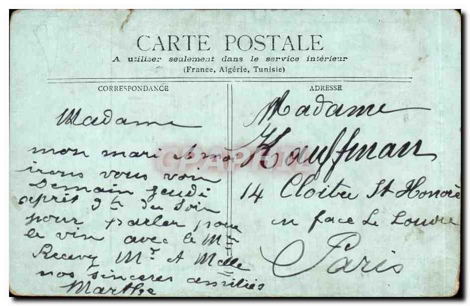 CPA Fantaisie Bellanger Au village Salon 1903 — Verso