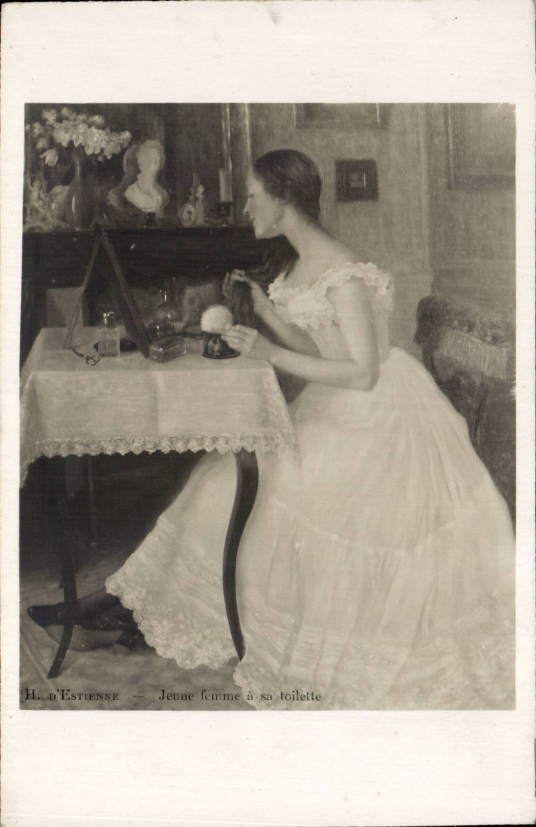 CPA Fantaisie H d'Etienne Jeune femme a sa toilette