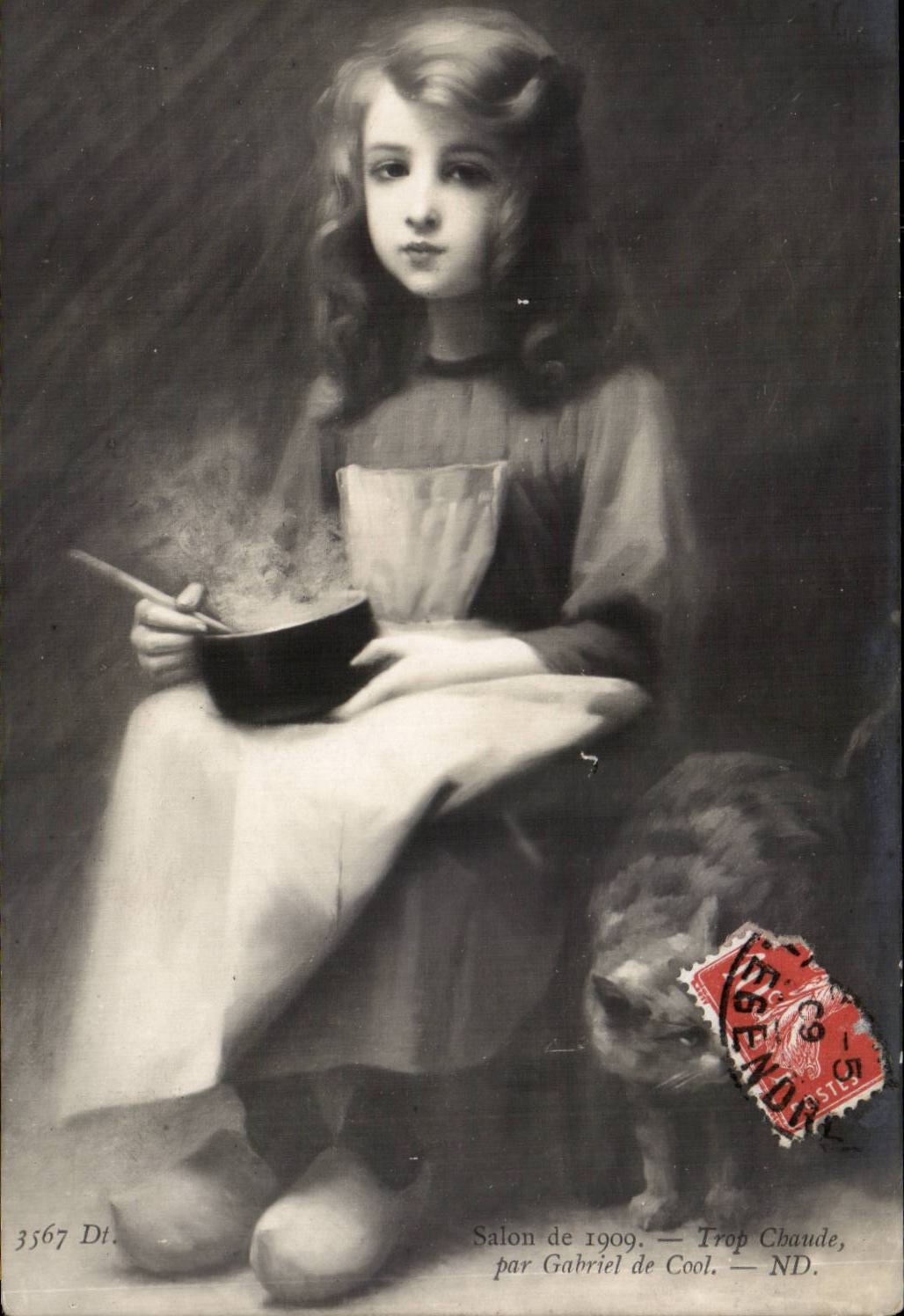 CPA Fantaisie Salon 1909 Trop chaude par Gabriel de Cool