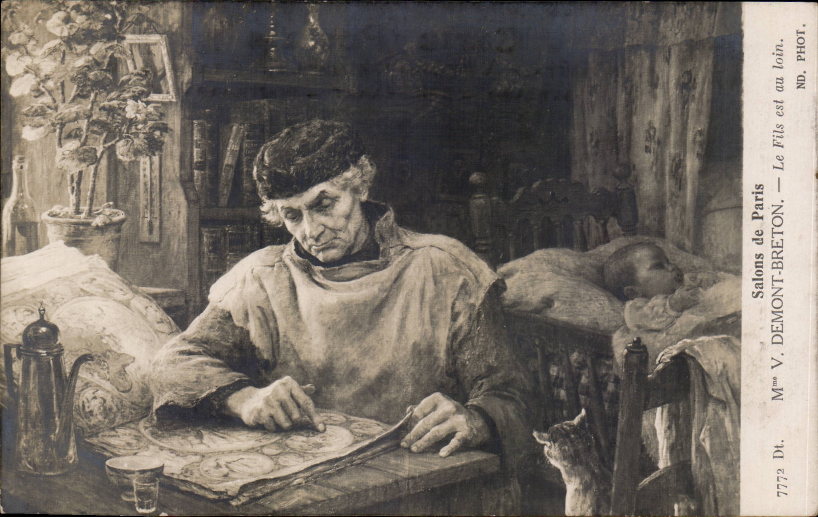 CPA Fantaisie Salons de Paris Demont Breton Le fils est au loin