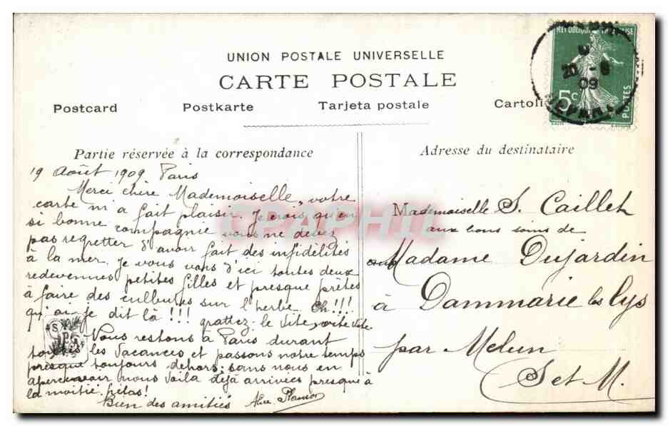 CPA Fantaisie Salon 1909 Dambeza le retour a la ferme — Verso