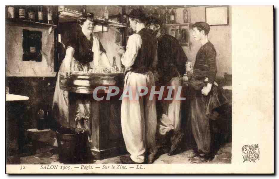 CPA Fantaisie Salon de 1905 Pages Sur le zinc