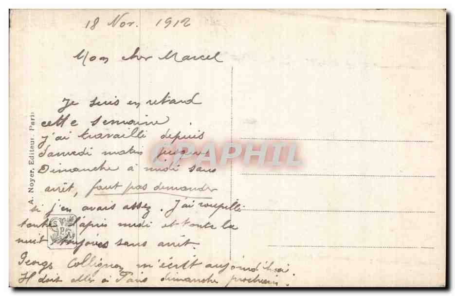 CPA Fantaisie Salon 1912 Charlotte Corday conduite au supplice  — Verso