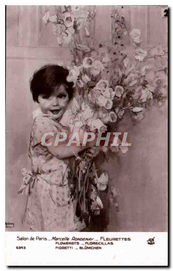 CPA Fantaisie Salon de Paris Marcelle Rondenay Fleurettes Enfant