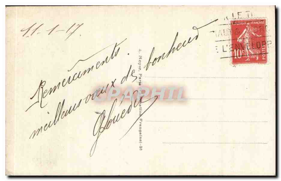 Femme assise en pause — Salon des Femmes Peintres — Mlle T. AURAY — éditeur AN, n° 3210 — Verso