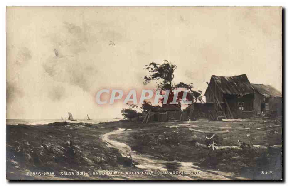CPA Fantaisie Salon 1901 Gros temps a Honfleur Calvados