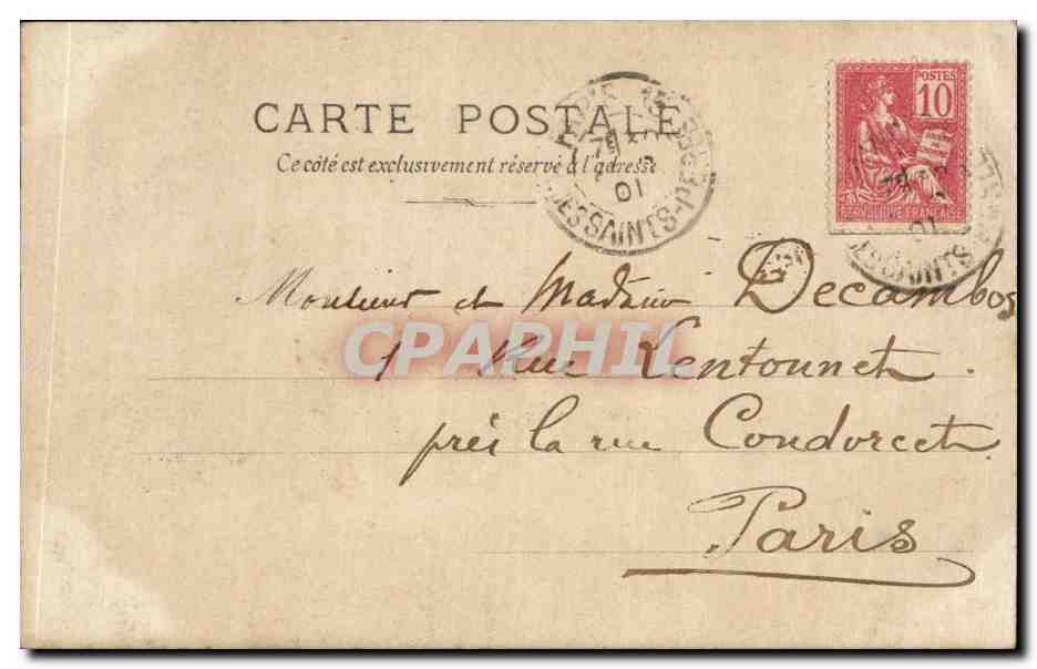 CPA Fantaisie Salon 1901 Gros temps a Honfleur Calvados — Verso