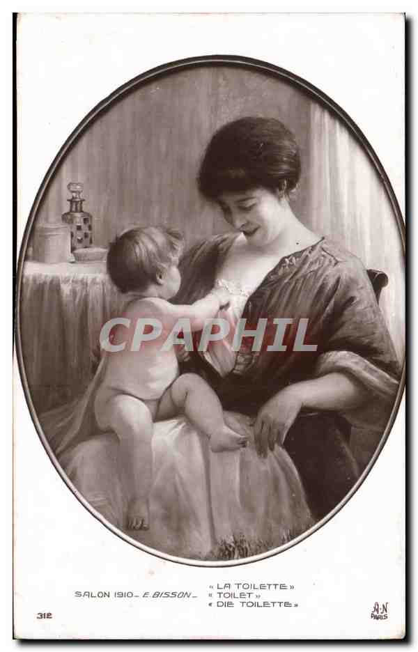 CPA Fantaisie Salon 1910 La toilette Enfant et Femme