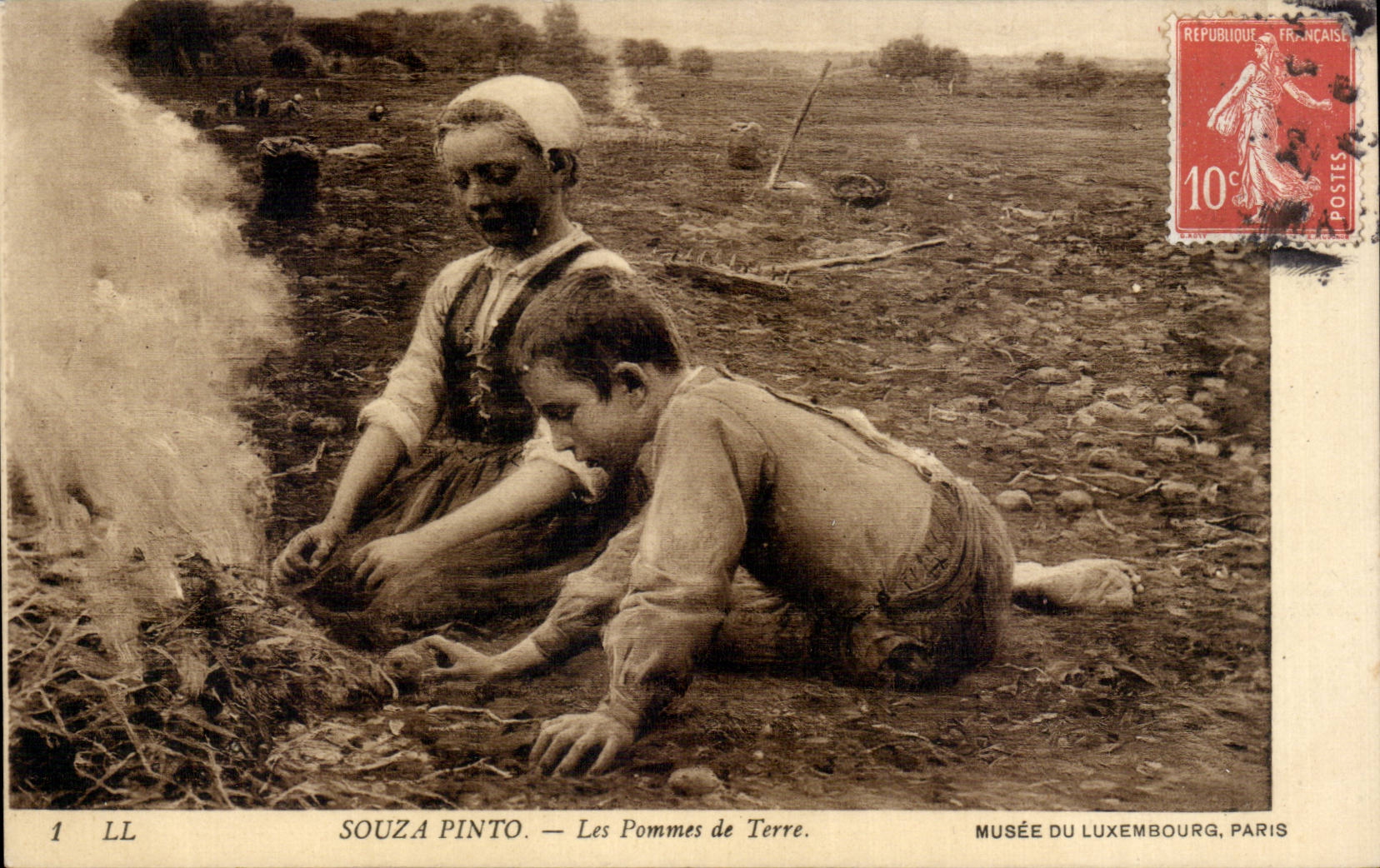 CPA Fantaisie Souza Pinto Les pommes de terre Musee du Luxembourg Paris