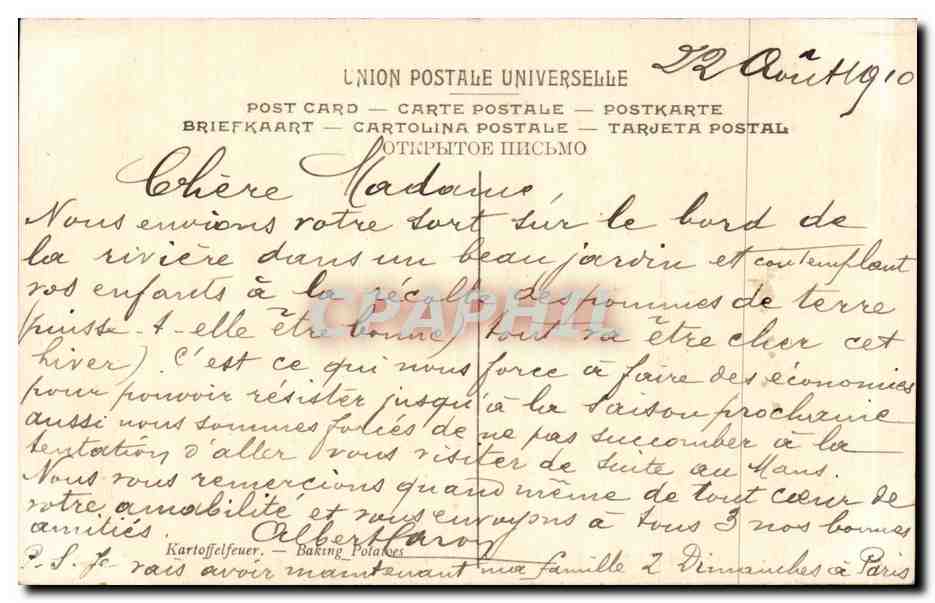 CPA Fantaisie Souza Pinto Les pommes de terre Musee du Luxembourg Paris — Verso