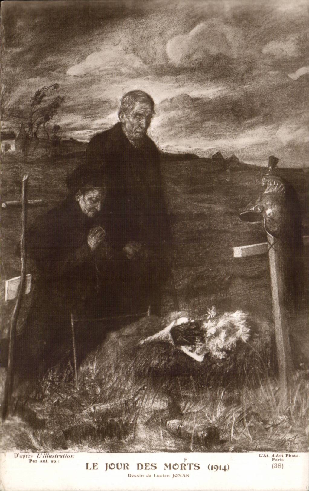 CPA Fantaisie Le jour des morts 1914 Dessin de Lucien Jonas Militaria 
