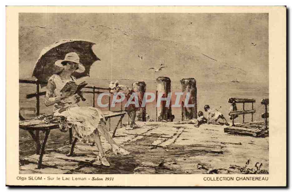 CPA Fantaisie olga Slom Sur le lac Leman Salon 1931 Chantereau