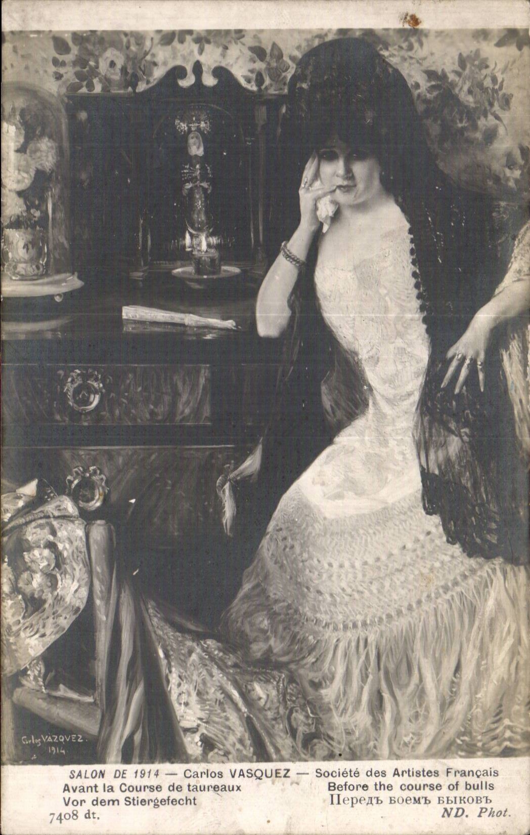 CPA Fantaisie Salon de 1914 Avant la course de taureaux 