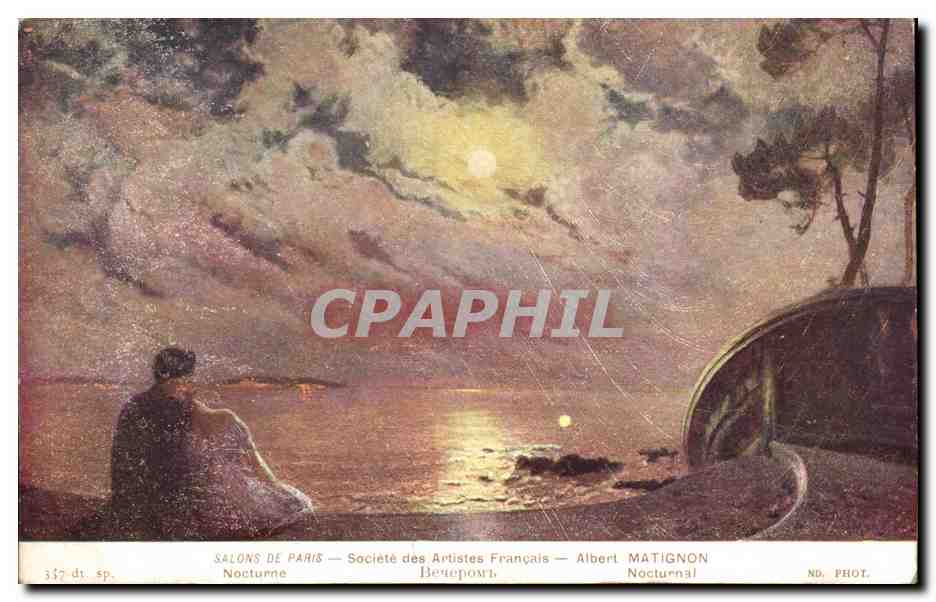 CPA Fantaisie Salons de Paris Albert MAtignon Nocturne