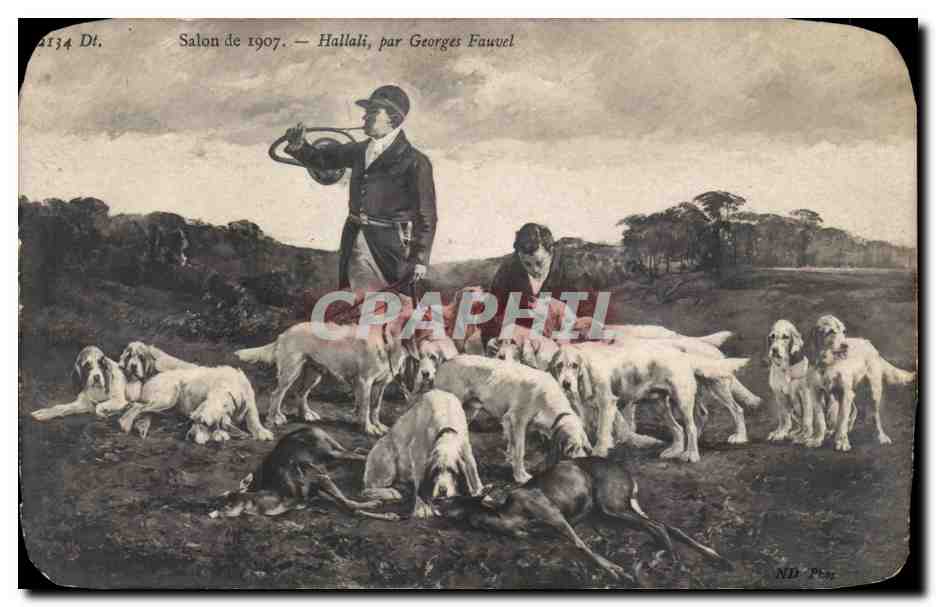 Chasseurs et chiens — Salon de 1907 — Hallali, par Georges Fauvel