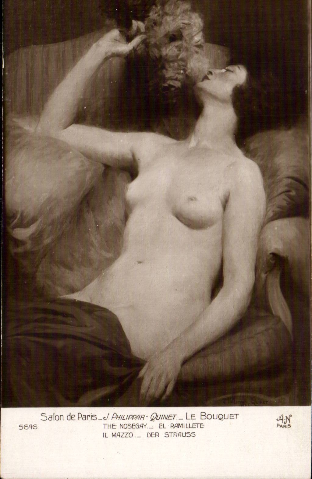 Femme nue tenant un bouquet — Salon de Paris — J. Philippar-Quinet — n° 5646