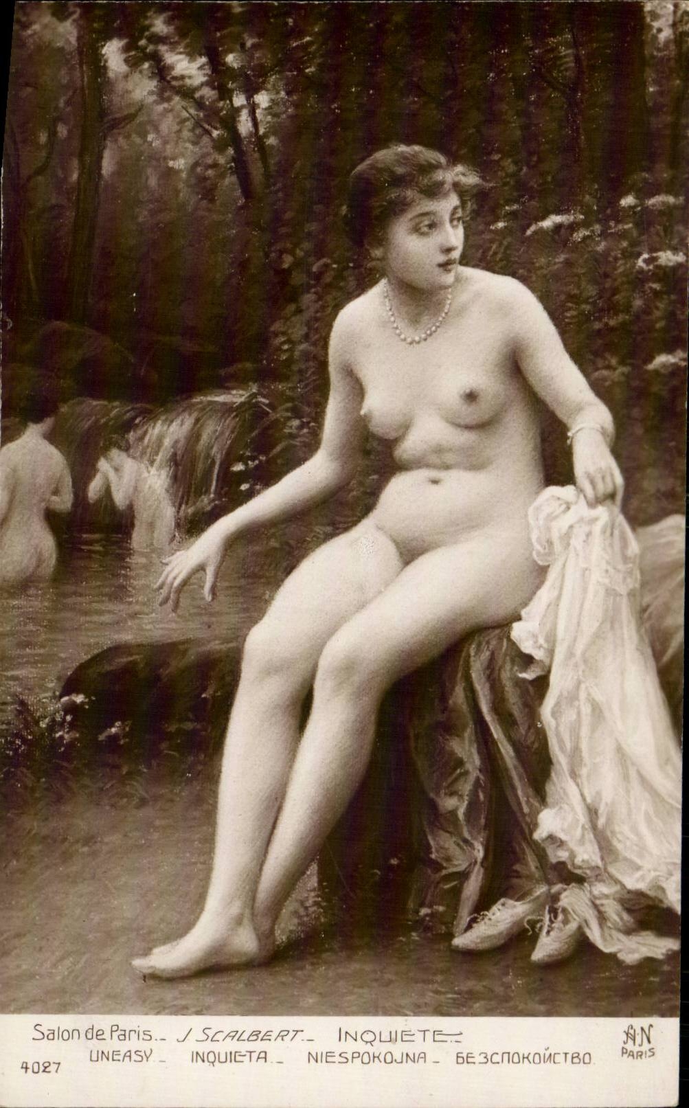 Nue assise dans un ruisseau — J. Scalbert — Salon de Paris, n° 4027