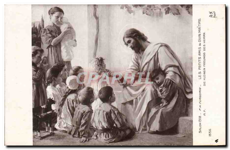 CPA Fantaisie Salon de 1912 Les petits amis du divin maitre Christ