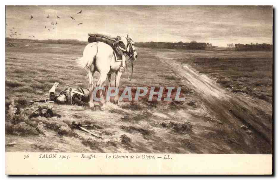 CPA Fantaisie Salon 1905 Rouffet Le chemin de la gloire Militaria 