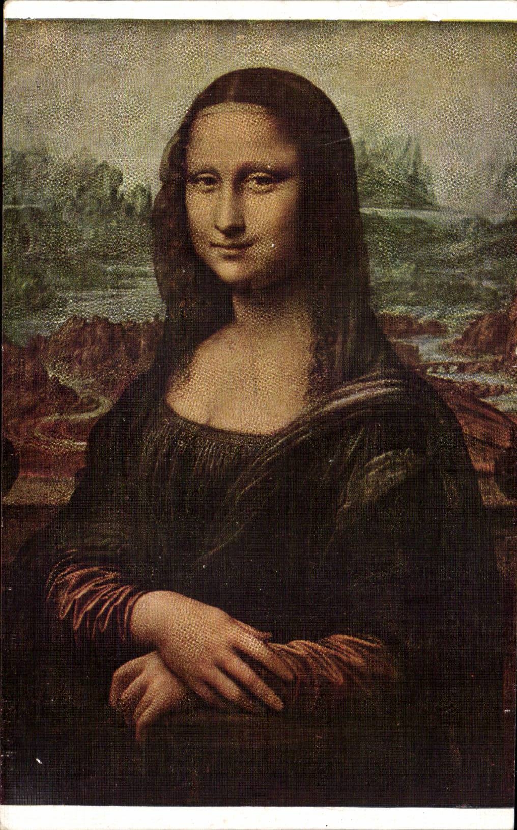 CPA Fantaisie Leonard de Vinci La Joconde