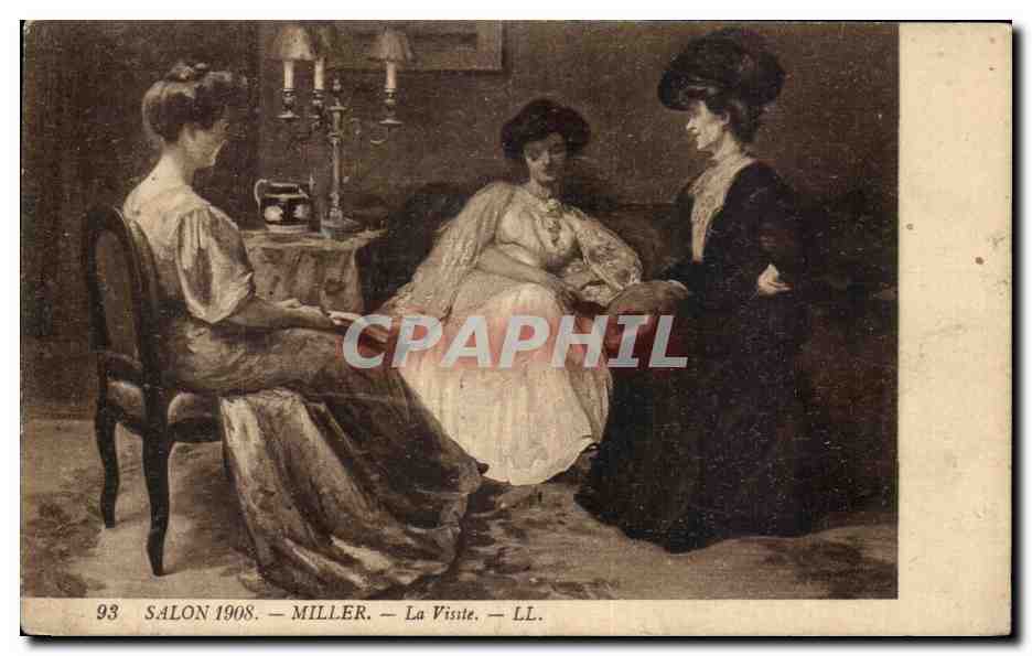CPA Fantaisie Salon 1908 Miller La visite