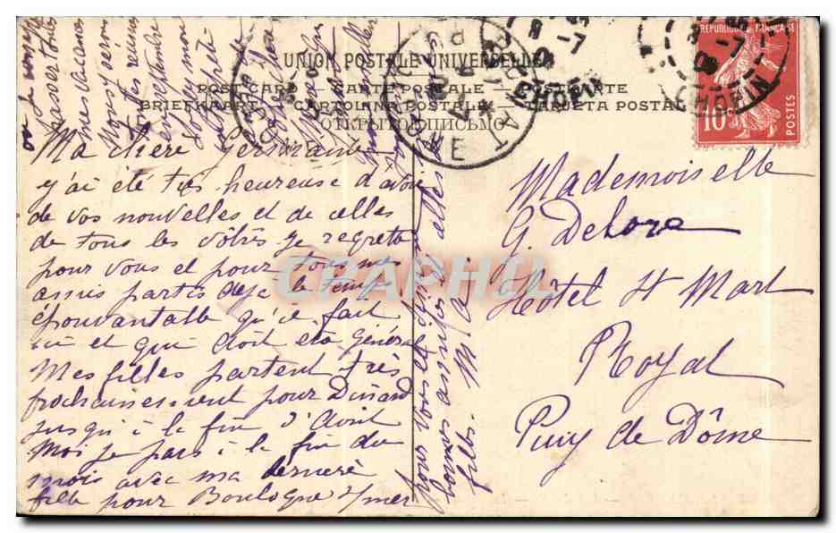 CPA Fantaisie Salon 1908 Miller La visite — Verso