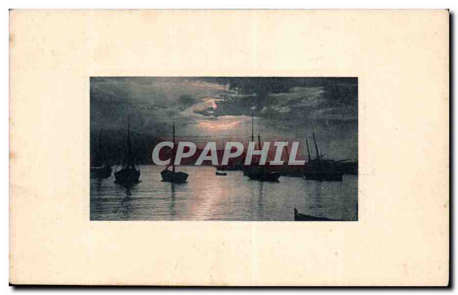 Port de nuit — vue de bateaux au crépuscule — Vff. Rev. Somp-Milano N. 7730