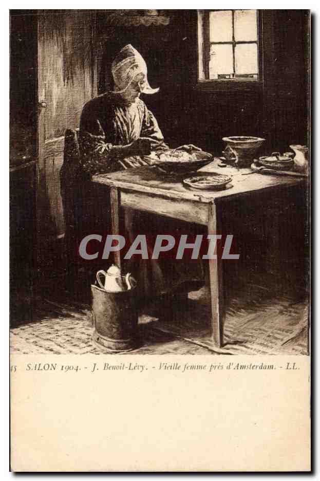 CPA Fantaisie Salon 1904 Benoit Levy Vieille femme pres d'Amsterdam