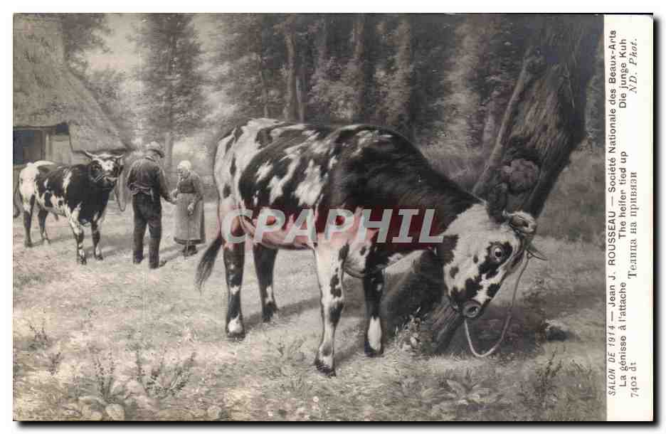 CPA Fantaisie Salon 1914 Rousseau La genisse a l'attache Vache