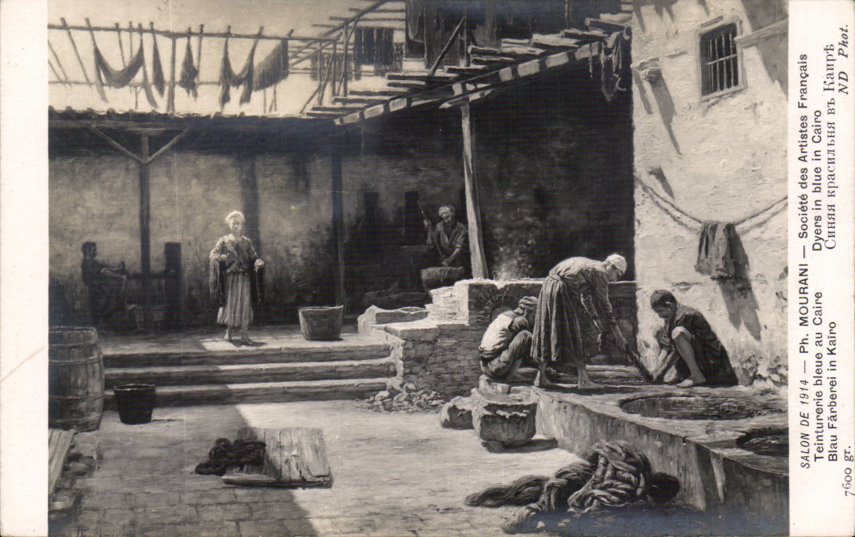 CPA Fantaisie Salon 1914 Mourani Teinturerie bleue au Caire Egypt Egypte