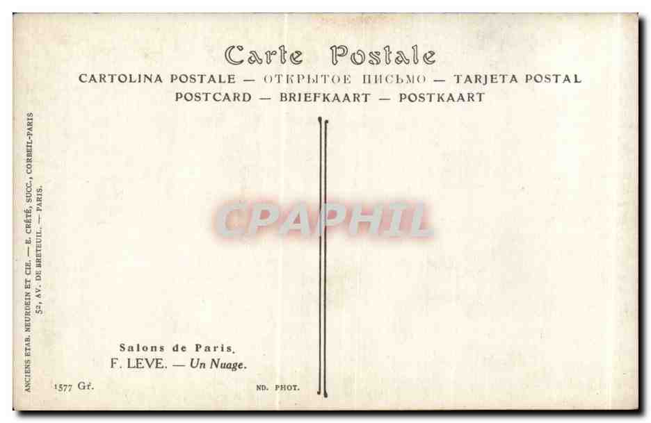 CPA Fantaisie Salons de Paris Leve Un nuage  — Verso