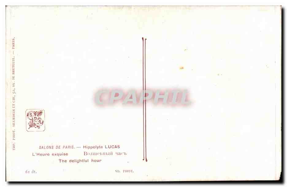 CPA Fantaisie Salons de Paris Hippolyte Lucas L'heure exquise  — Verso