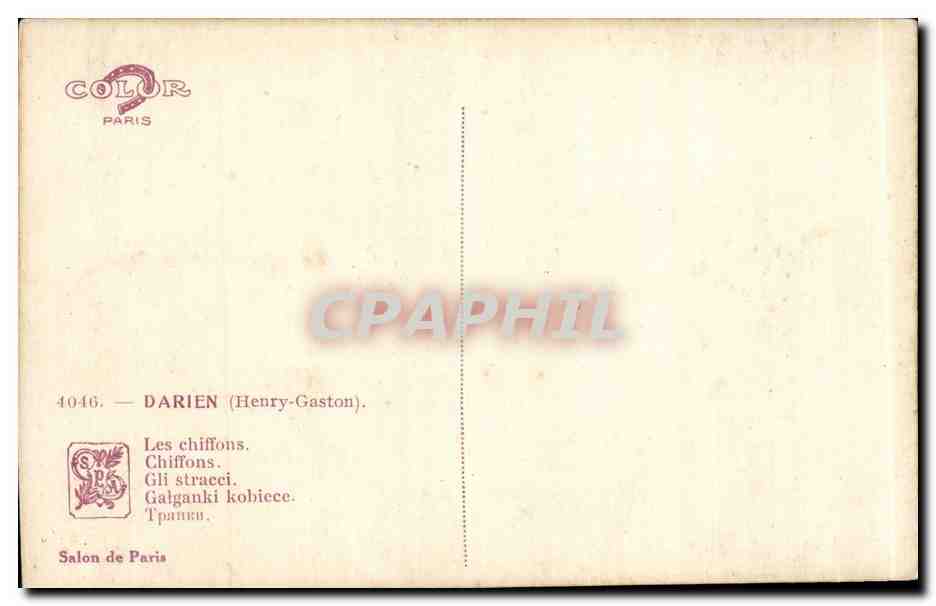 CPA Fantaisie Darien Les chiffons Femme — Verso