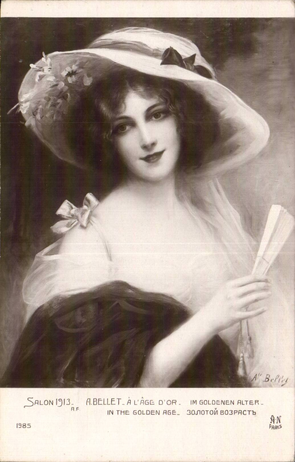 CPA Fantaisie Salon 1913 Bellet A l'age d'or Femme