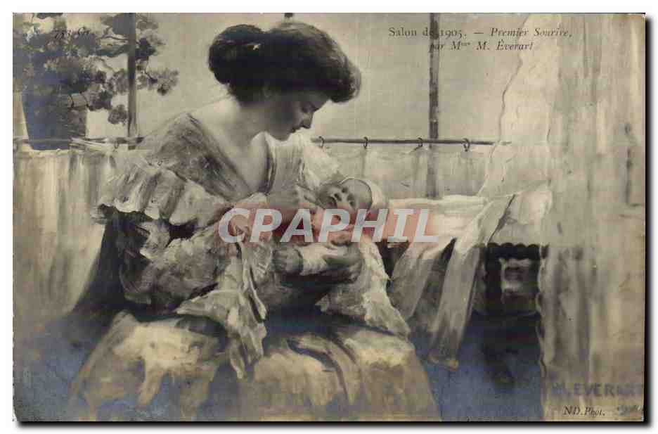 CPA Fantaisie Femme Salon de 1905 premier sourire Everart