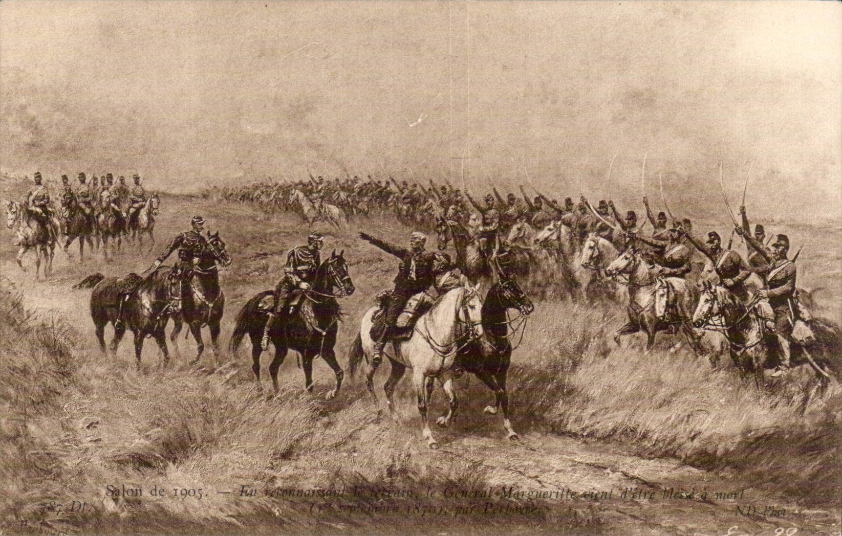 CPA Fantaisie Femme Salon de 1905 General Margueritte septembre 1870 Perbayre Militaria 
