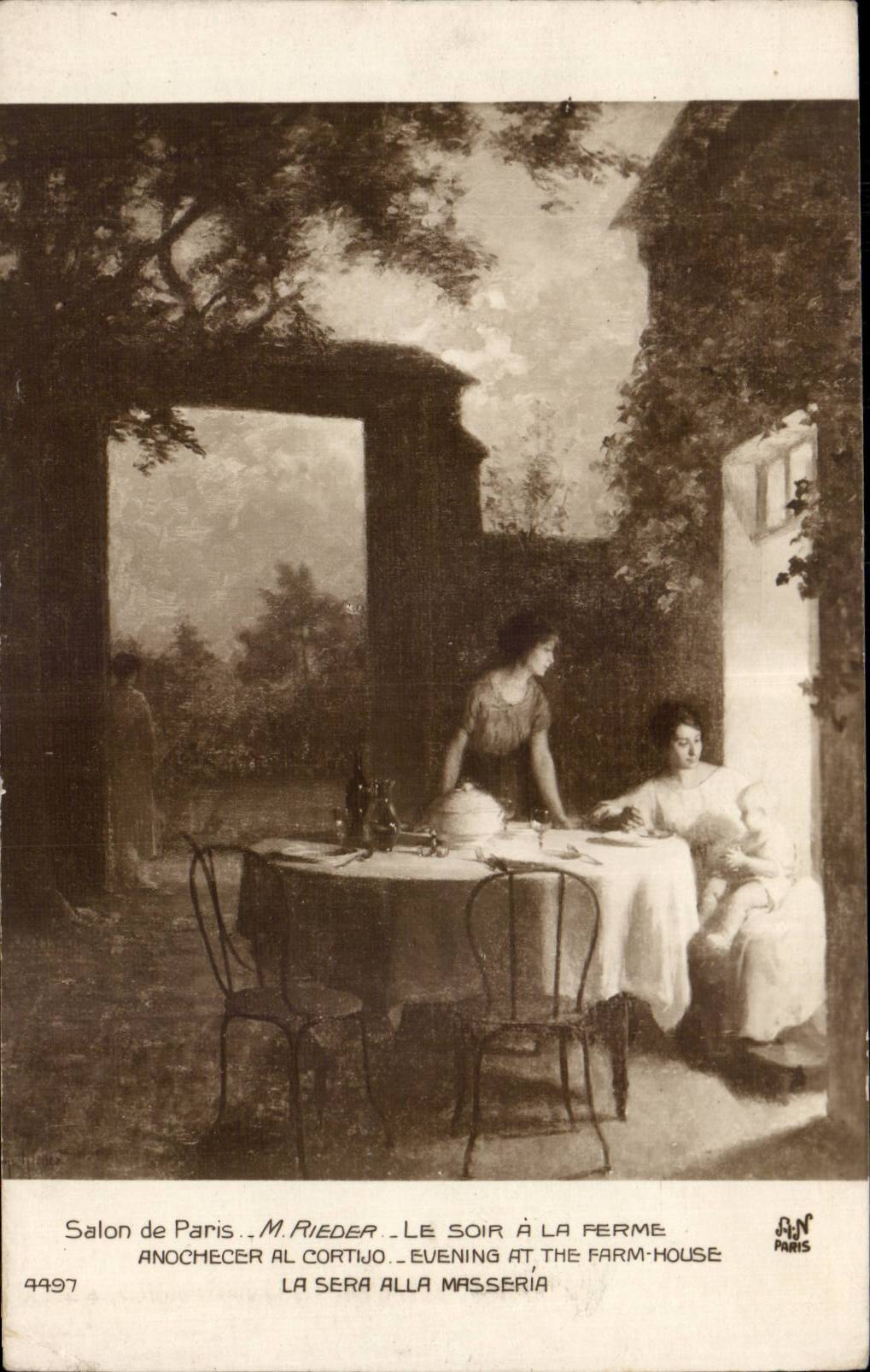 CPA Fantaisie Salon de Paris Rieder le soir a la ferme